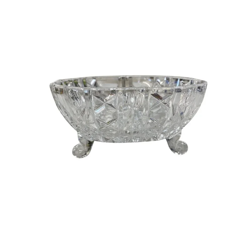 Vintage Crystal Footed Bowl Decorative Candy Bowl - Picture 8 of 9
